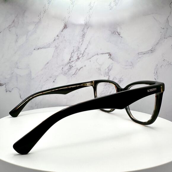 New Burberry Eyeglasses Square Black Checkered Interior 53-19-140 w/ Box & Case - Picture 5 of 12